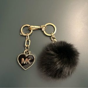 Michael Kors Black Pompom Keychain